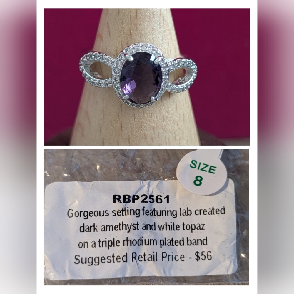 Lab-Created Amethyst and White Topaz Ring